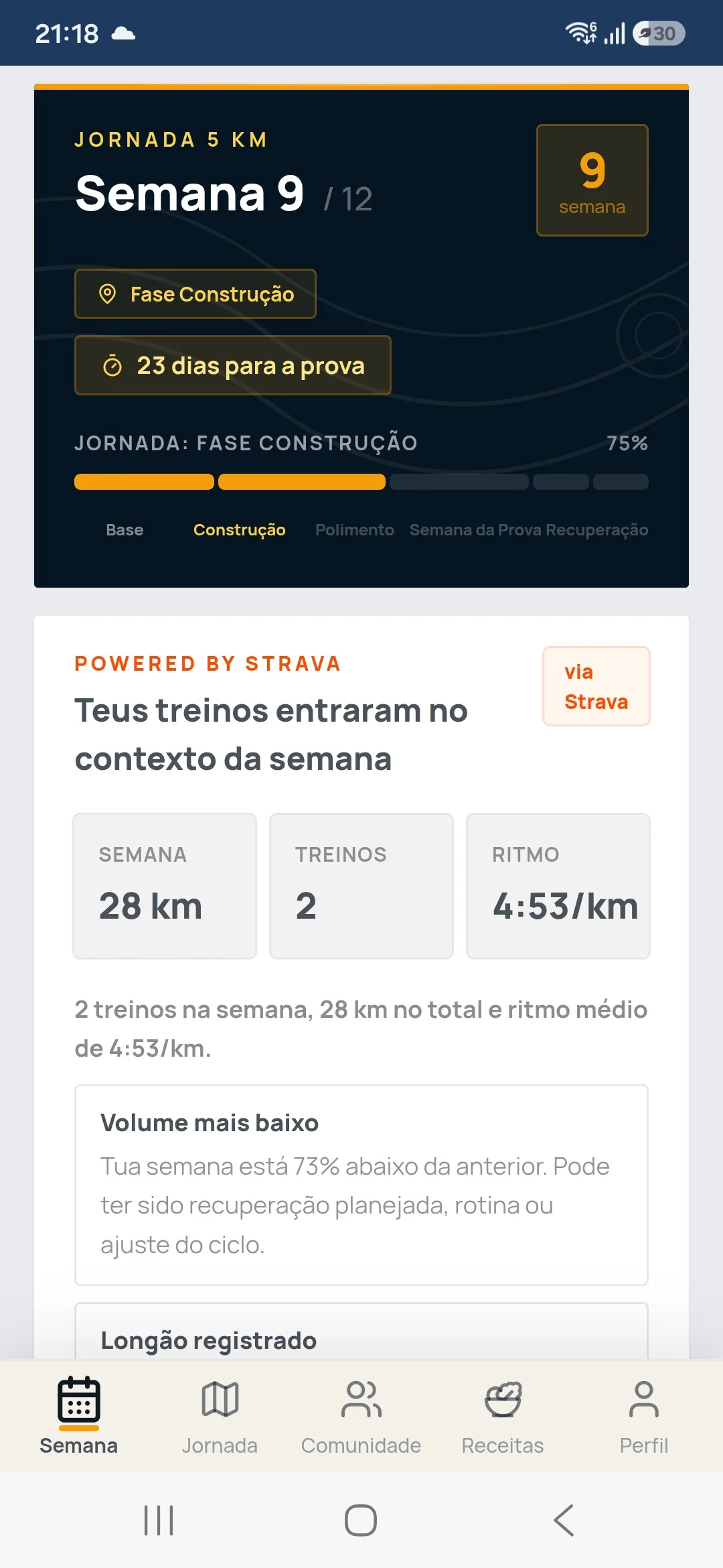 Tela Semana do Runbazze